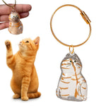 Qpets Cat Fur Keepsake Charm for DIY Pet Memory Display with Clear Capsule & Golden Clasp | Cute Cat Design for Bag or Keyring