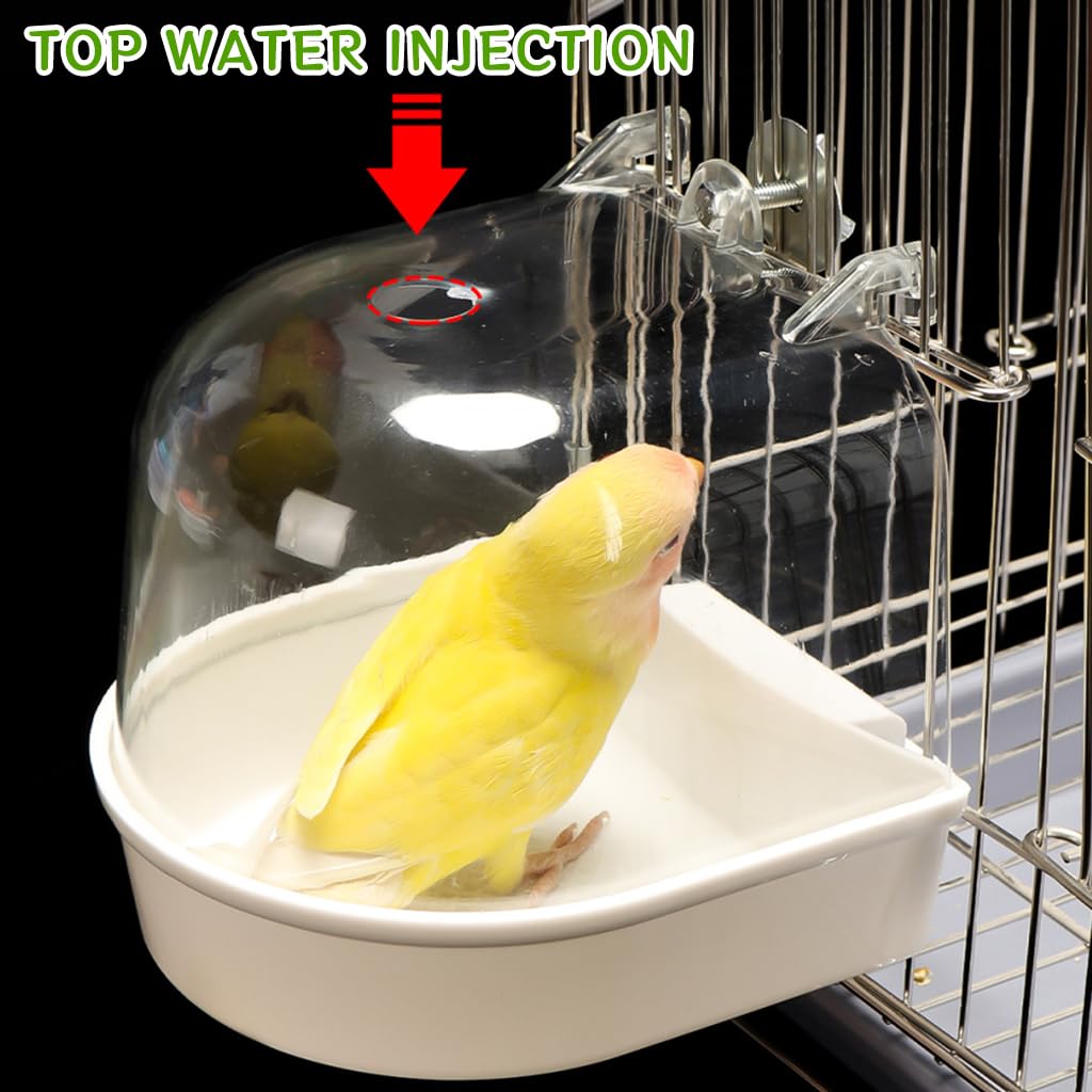 Qpets Bird Bathing Box for Cage with Screw Fixed Design 14x14x13 cm | for Finches and Parakeets