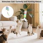 Qpets Cat Toy for Interactive Play with 1.8 Meter Elastic Rope & USB Rechargeable 300 mAh Battery | Detachable Door Hanging Feather Teaser