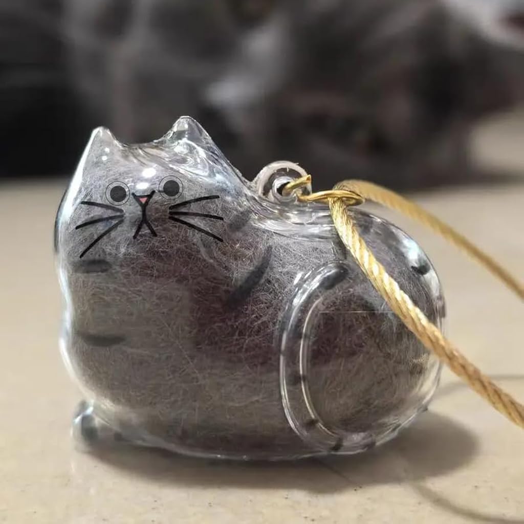 Qpets Cat Fur Keepsake Charm for Bags and Keyrings with Clear Capsule Bottle | Gift for Cat Lovers