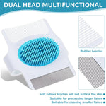 Qpets Cats Grooming Brush for All Coat Types with Dual Head and Soft Rubber Bristles | Ergonomic Grip for Comfortable Grooming