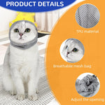 Qpets Cat Muzzle for Grooming and Bathing with Adjustable Drawstring 33cm | Clear TPU Mesh