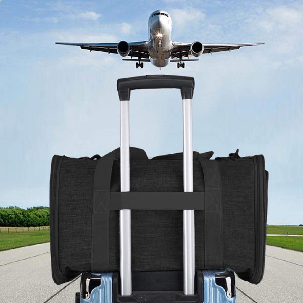 Qpets Cat Carrier Backpack for Travel with Expandable 15×17.3×23.6 in Space | Transparent Window and Breathable Mesh Design