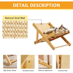 Qpets® Cat Bed Cat Scratcher Sisal Hemp 2 in 1 Cat Scratcher Bed Adjusatable Scratcher Chair Anti-Slip Cat Bed Durable Wooden Cat Scratcher Bed