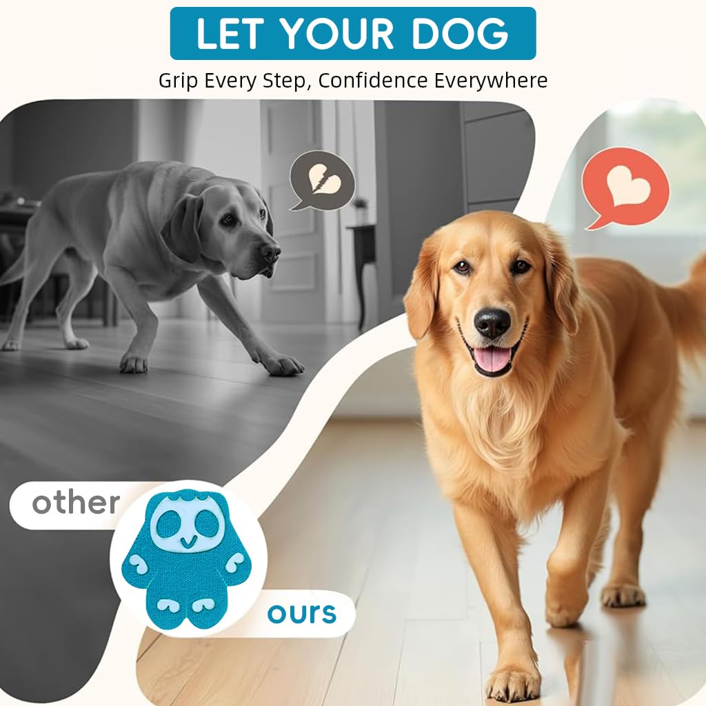 Qpets Dog Paw Protector Pads for Walking with Silicone Nubs 8Pack 63x58mm | Self Adhesive