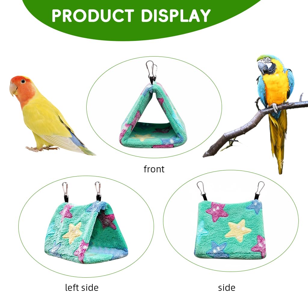 Qpets Parrots Nest for Cage with Screw Mounting and Soft Green Plush Interior 17x14x16cm | Washable Cozy Home for 2 Budgies