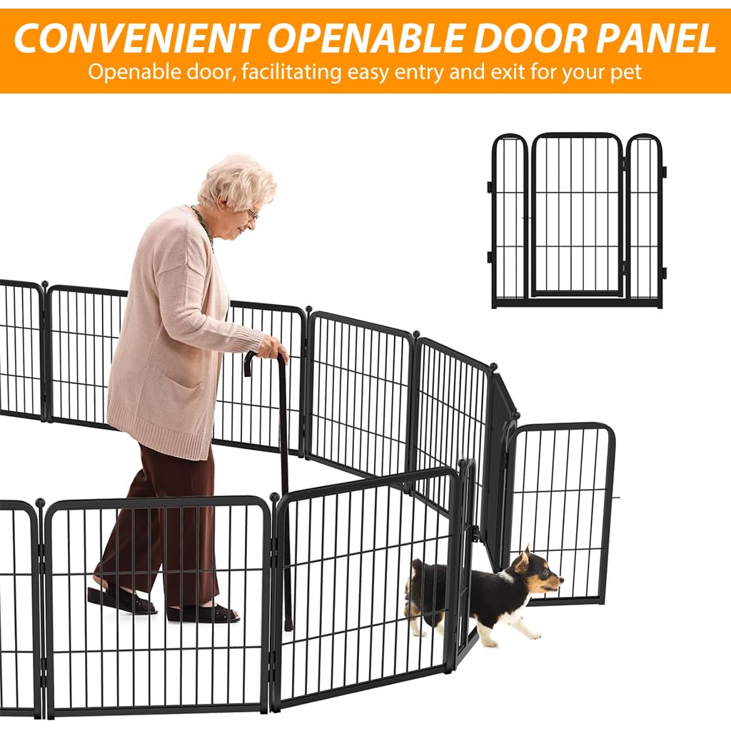Qpets Metal Dog Playpen for Indoor Use with Door and 7 Panels 60x60cm | DIY Foldable Pet Fence