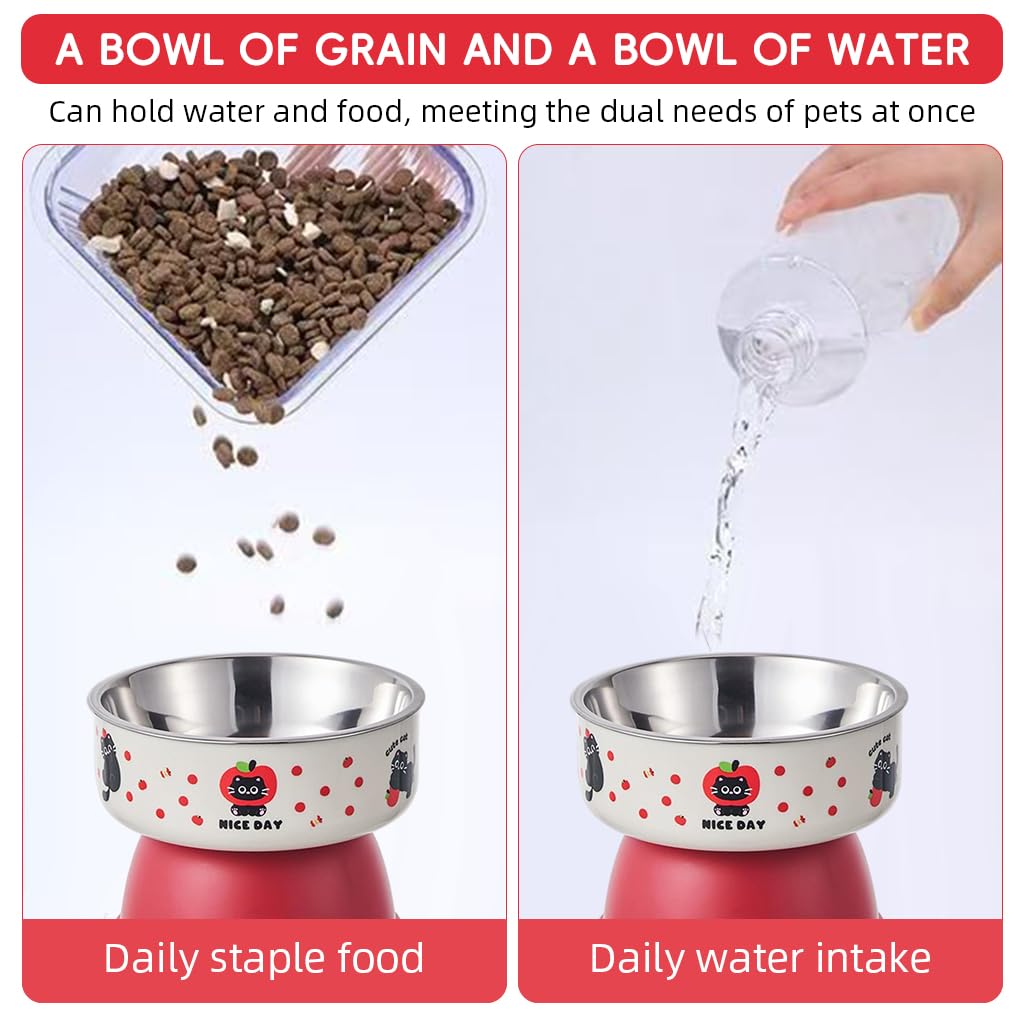 Qpets Elevated Cat Dog Bowl with Non Slip Base and 10.5cm Height | Stainless Steel Feeder