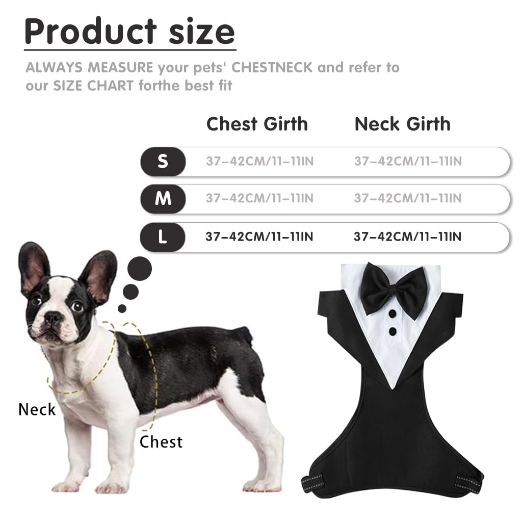 Qpets Dog Tuxedo Harness Set with 1.5m Leash featuring 360° Swivel Buckle | Dacron Fabric