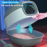 Qpets Cat Litter Box for Large Cats with 180 Degree Flip Lid and UV Sterilization Light | 40×56×40 cm Enclosed Design