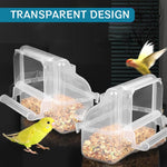 Qpets Bird Food Dispenser for Cages with Perch Rod and Transparent Design 11.5×5.2×9.2 cm | Food‑Grade Plastic for Small & Medium Birds