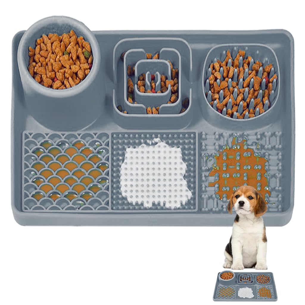Lick Pad for Dog Cat, Food-Grade Silicone Dog Food Mat Slow Feeding Mat for Wet Food, Peanut Butter, Rectangular Lick Pad with Suction Cups, Perfect Use During Training, Bathing, Grooming