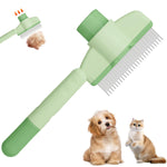 Qpets Dog Grooming Brush for Cats and Dogs with Self Cleaning Button and Steel Slicker Pins