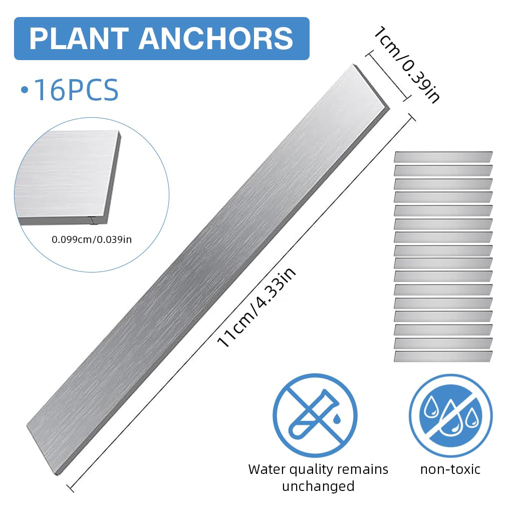 Qpets Aquarium Lead Strip for Anchoring Plants with Bendable Dense Design 16 Pcs 110mm x 10mm