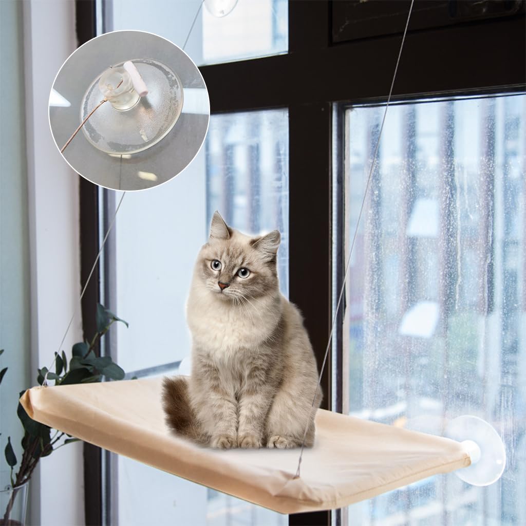 Qpets Cat Hammock 30 x 54cm for Window Resting with Upgrade Safe Suction Cup | Cozy Bed