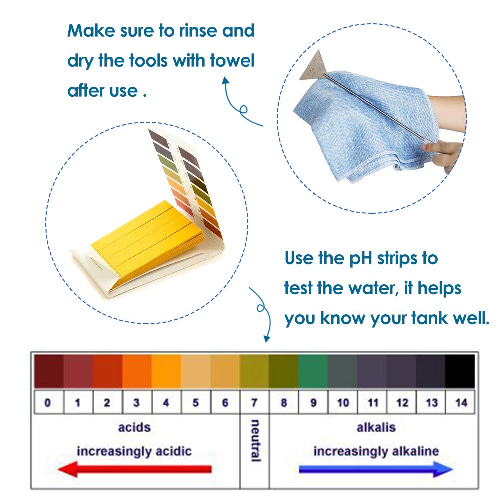 Qpets Aquarium Aquascaping Tools Kit for Plant Trimming with Anti Slip Tweezers | 5 in 1 Stainless Steel Set