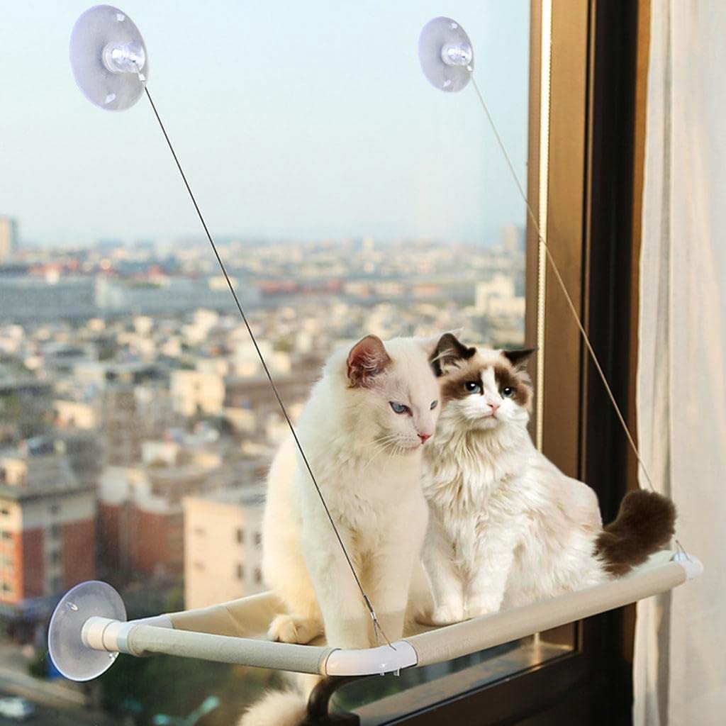 Cat Bed, Cat Hammock 30 * 54cm Cat Hammock Cozy Cat Hammock with Upgrade Safe Suction Cup, Cat Hammock for Resting Napping Cat Hanging Hammock on Wall, Window, Balcony, Bedroom
