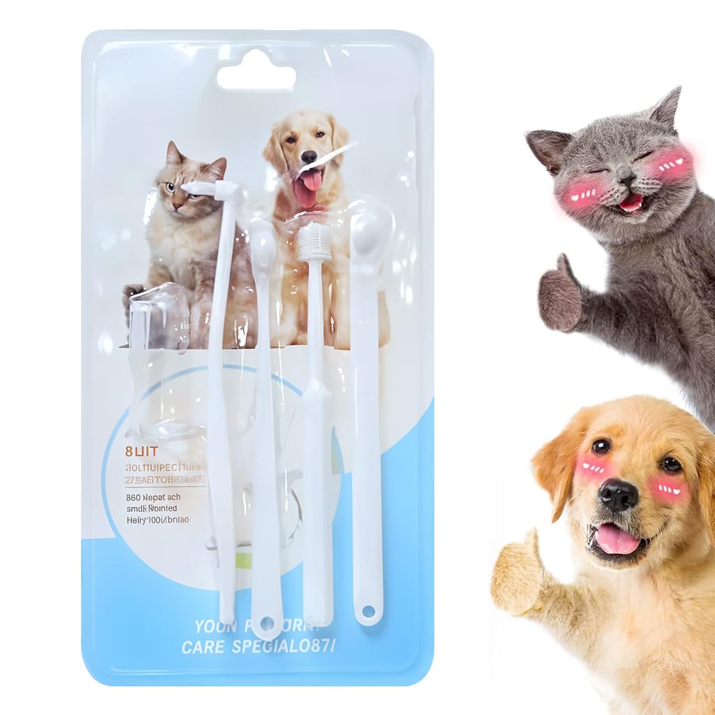 Qpets Dog Toothbrush Kit for Small Dogs with 5 Brushes featuring Silicone Finger Brush | Gentle Oral Care