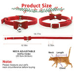 Qpets® Cat Collar, Adjustable Cat Belt, Strong Breakaway Buckle Cat Collar with Bell, Velvet Neck Strap Cats Collar Soft Plush Collar Cat Gift (Total Length 36CM/14.17in)
