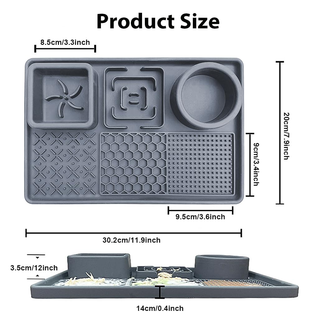 Lick Pad for Dog Cat, Food-Grade Silicone Dog Food Mat Slow Feeding Mat for Wet Food, Peanut Butter, Rectangular Lick Pad with Suction Cups, Perfect Use During Training, Bathing, Grooming