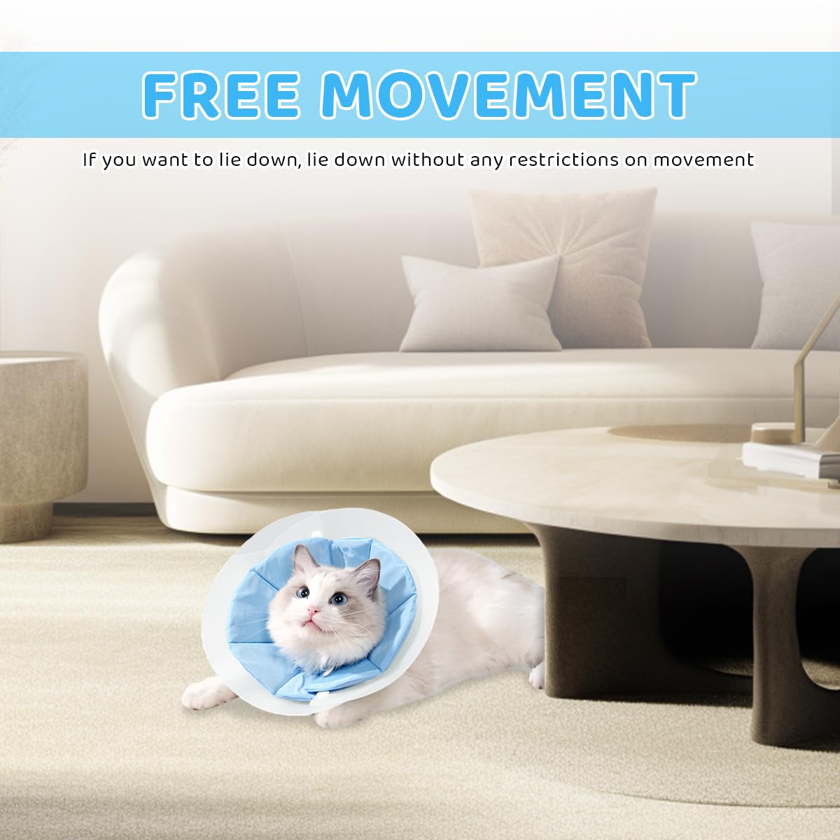 Qpets Cat Recovery Cone for Post Surgery Healing with Soft Pillow and PVC Material | Adjustable 12–25 cm for Small Pets