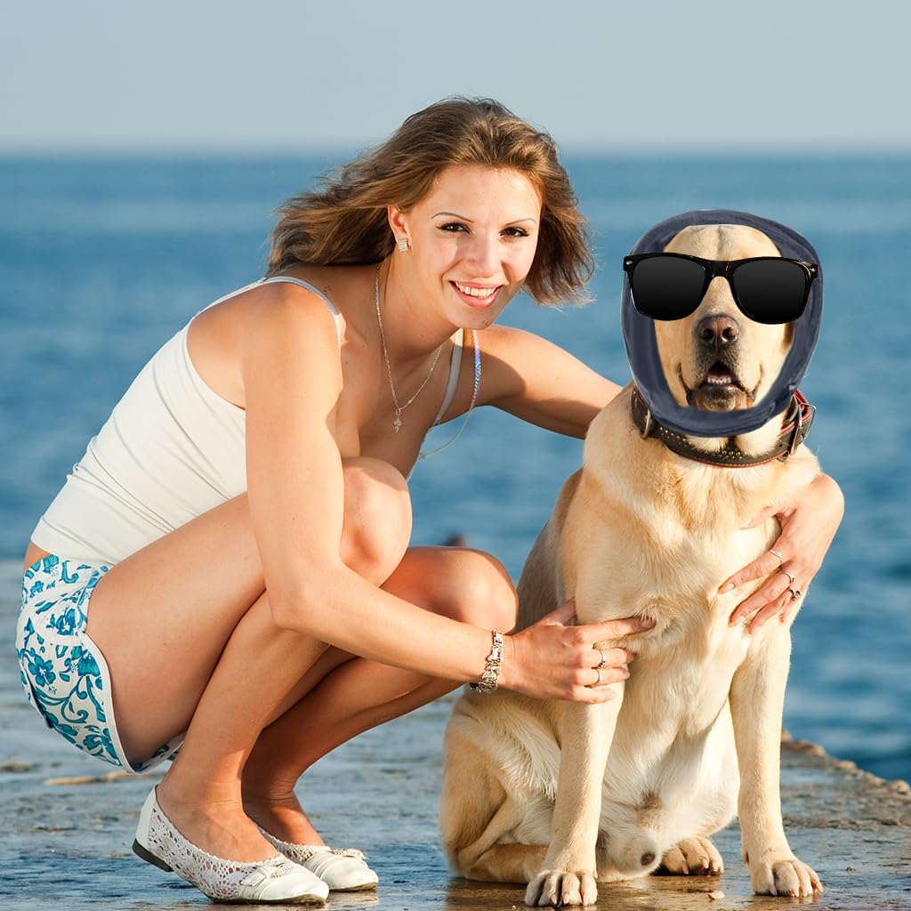 Qpets Dog Hoodie Head Cover for Calming and Noise Protection with Adjustable Buckle and Reflective Strip | Soft Fleece Hat Wrap 40–54 cm Green