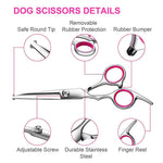 Qpets Dog Grooming Shears Set with Adjustable Screw and Ergonomic Handle | 6.5 in Stainless Steel 4 pcs