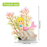Qpets Little Mermaid Aquarium Decor for Freshwater and Saltwater Tanks featuring Resin Coral and Conch Ornament Set
