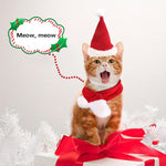Qpets Christmas Cat Costume Set with Adjustable Drawstring Hat and Scarf for Holiday Photos | Neck 32 cm