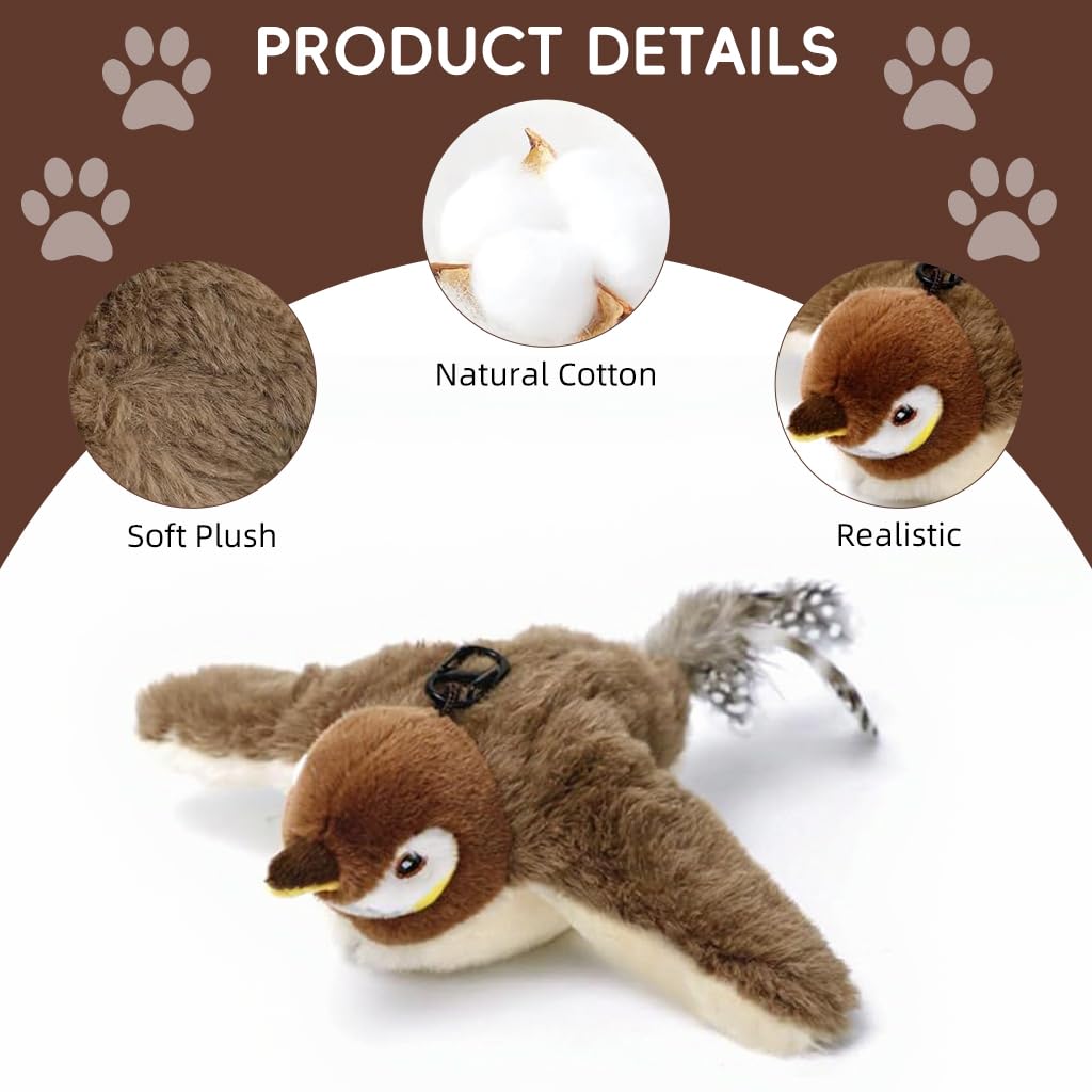 Qpets Cat Toy for Playtime with 3 Mode Electric Flapping Wings and Soft Plush Design