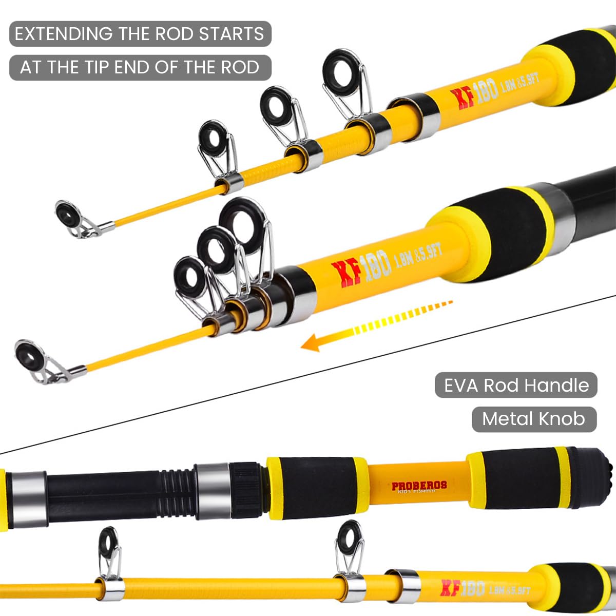 Qpets Telescopic Fishing Rod Combo for Travel with 1.8M Carbon Fiber Pole & Reel | Beginner Kit