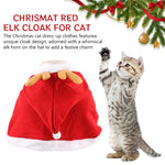 Qpets Christmas Cat Clothes for Parties with Adjustable Drawstring Hat and Soft Plush | Neck 37 cm