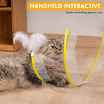 Cat Tunnel Toy Spring Tunnel Toy Elastic Spring Tunnel Cat Toy with Feather Tail Teaser Toy for Cat, Small Pet