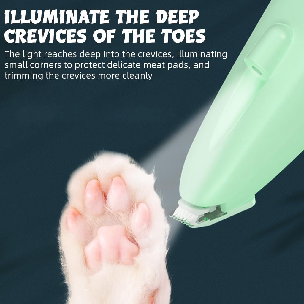 Qpets® Dog Paws Hair Trimmer USB Cordless Dog Hair Trimmer with UV & LED Light Paw Trimmer Pet Fine Hair Trimmer for Hair Around Paws, Buttocks, Wounds, for Dog, Cat, Small Pet