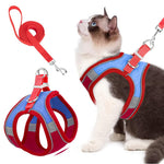 Qpets Cat Vest Harness with 1.5m Leash featuring 360° Swivel Clasp and Reflective Strips for Safe Walks