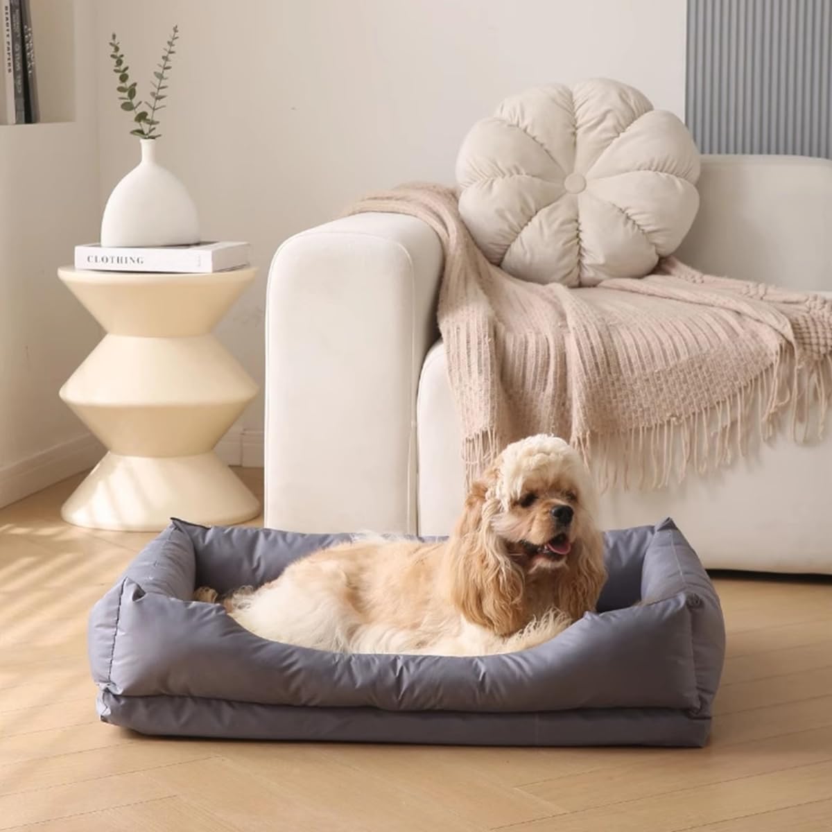 Qpets Dog Couch for Small and Medium Pets featuring Anti Slip Base and 210 Oxford Cloth Waterproof Cover 75x55x19cm