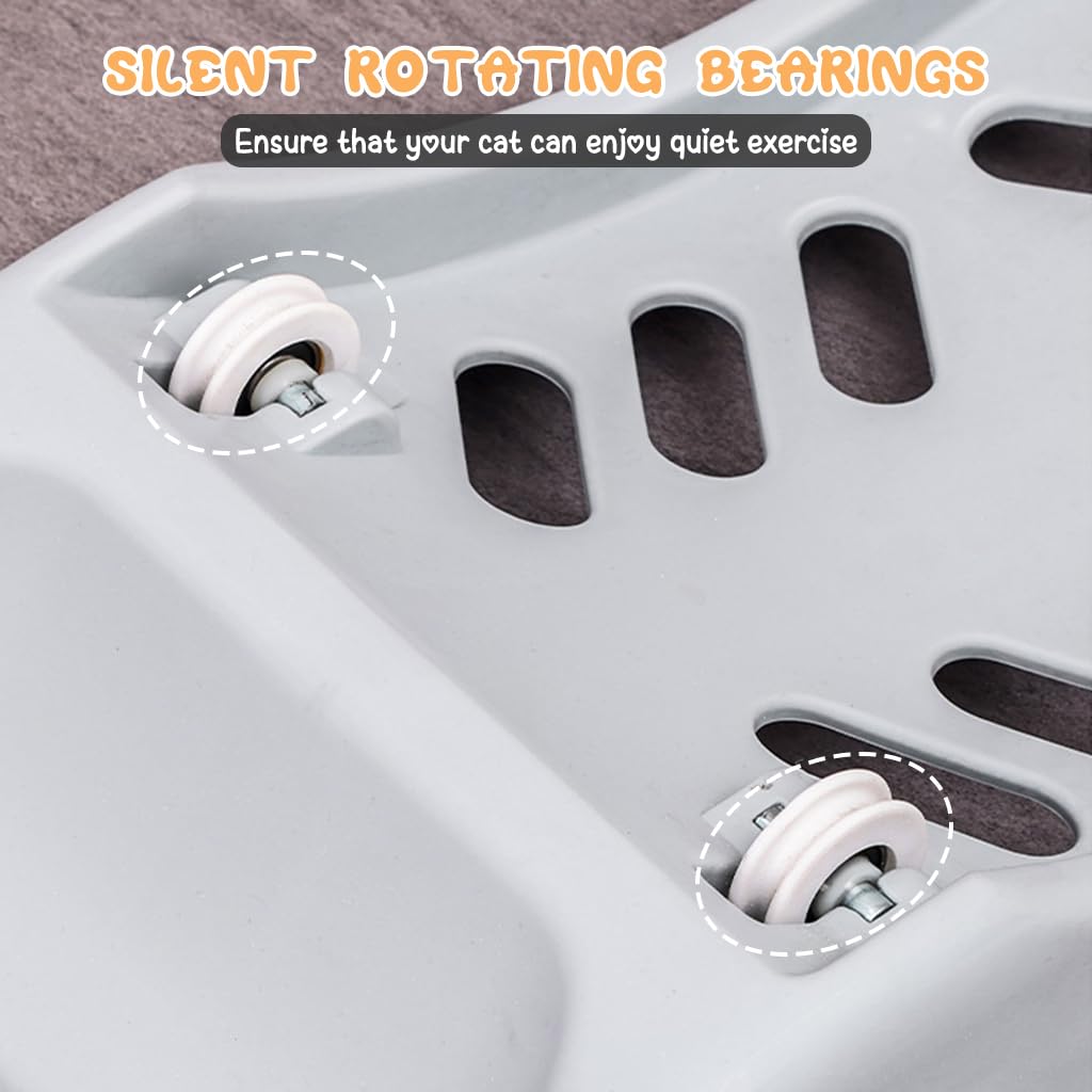 Qpets Cat Exercise Wheel for Running and Walking with Removable Scratcher Track 80x34cm | Silent Bearings and Anti Slip Base