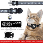 Qpets® Black Cat Collar, Cat Collar with Silicone Airtag Holder Cute Cat Collar with Bell Quick ReleaseAdjustable Cat Collar