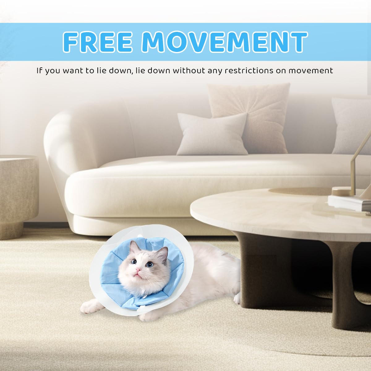 Cat Cone PVC Cat Recovery Cone with Soft Pillow, After Surgery for Anti-Licking Cat Cone, Surgery Recovery Cone for Small Pet (M, 20-34cm)