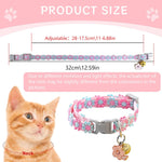 Qpets Cat Collar with Bell and Quick Release featuring Floral Embroidery Charm Pink 2PCS