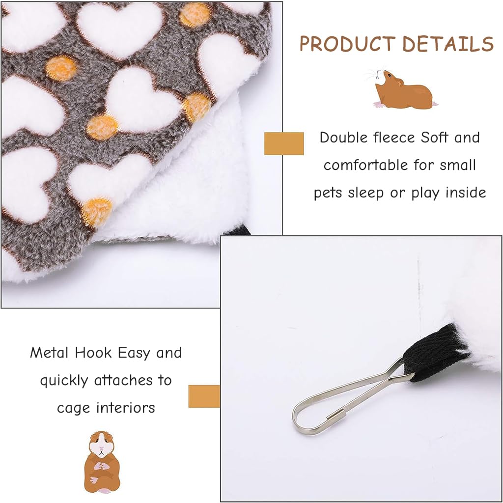 Winter Hammock Bed for Small Animals, Hibernation Plush Hammock Bed Hanging Squirrel House Hidden Small Pets Sleeping Bag for Guinea Pig, Ferrets, Hamsters, Hedgehogs, Chinchillas (L)