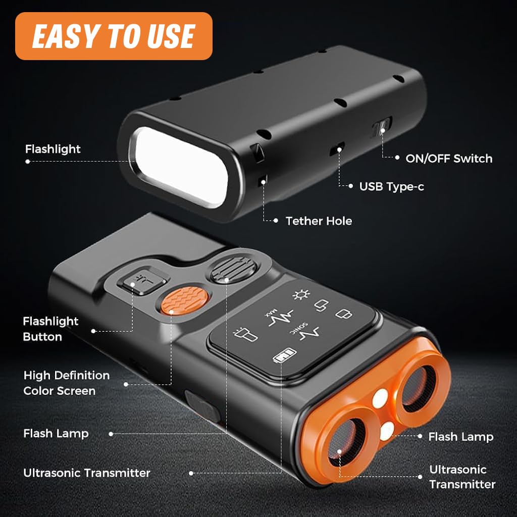 Qpets Ultrasonic Dog Bark Control Device with 25FT Range and LED Light | USB Rechargeable Training Aid