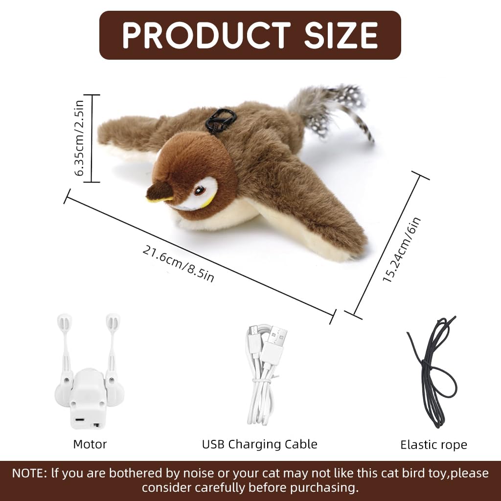 Qpets Cat Toy for Playtime with 3 Mode Electric Flapping Wings and Soft Plush Design