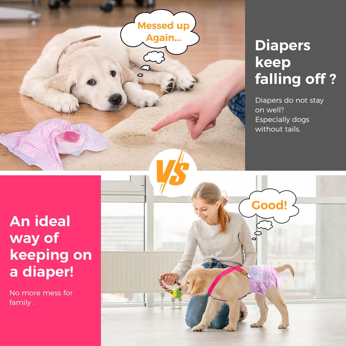 Qpets Dog Diaper Suspenders Strap for Medium Large Pets 34–65cm featuring Secure Clips and Y Shape Harness