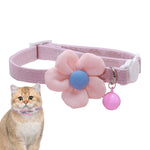 Qpets Cat Collar for Everyday Wear with Safety Buckle and Bell | Adjustable Pink Flower Design