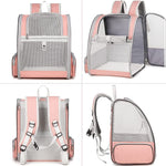 Qpets Cat Bag Carrier Backpack for Travel and Outdoor Use featuring Mesh Ventilation | Grey and Pink
