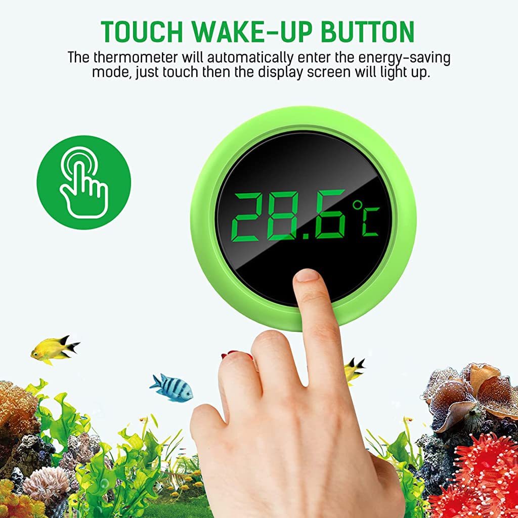 Qpets Wireless LED Aquarium Thermometer for Fish Tanks with 0–60 °C Range and 5‑Second Sensor | LCD Display Stick‑On Design