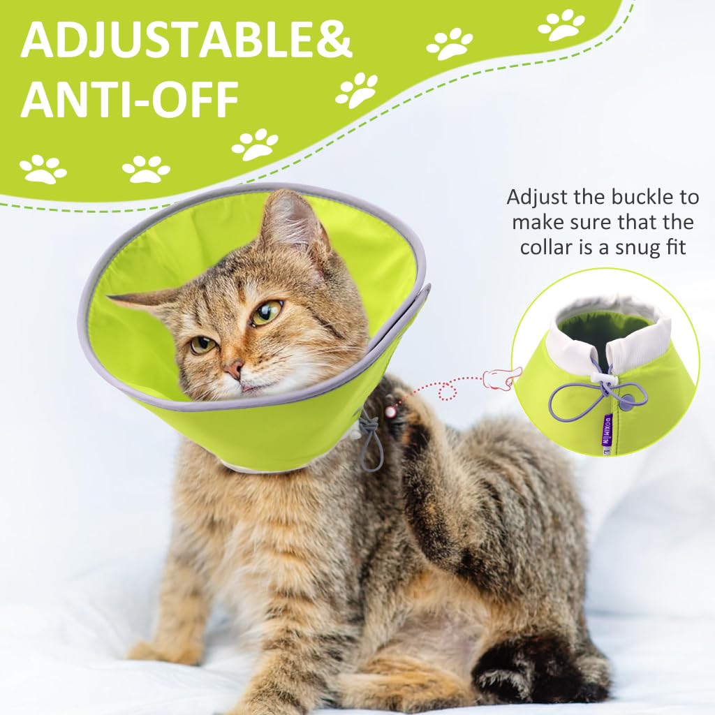 Qpets Cat Cone Collar for Post Surgery Recovery with Dual Snap Buttons and Drawstring | 2PCS for Cats 1.5–3Kg