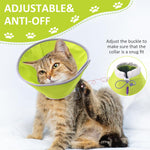 Qpets Cat Cone Collar for Post Surgery Recovery with Dual Row Snap Buttons and Drawstring Adjustable Neck | Soft Polyester and Cotton for Cats 1.5–3Kg