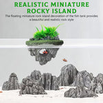 Qpets® Betta Fish Tank Decor Folating Miniature Rocky Island Decoration Fish Tank Ornament Betta Fish Tank Hiding Cave Aquarium Tank Decor - 13x9x13CM